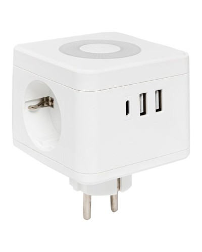 Тройник Куб 2 гнезда 2USB 2,4А+Type C + Ночник. Тройник Куб. EKF в Златоусте