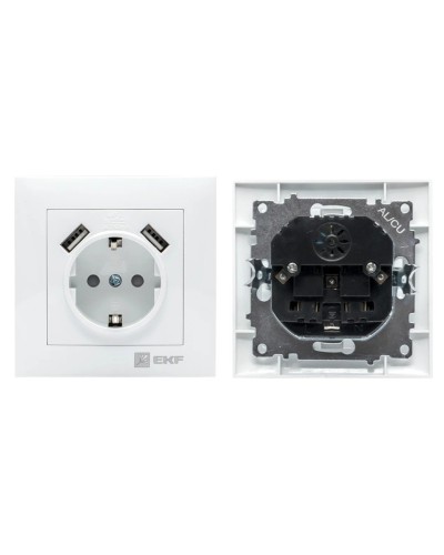 Валенсия розетка 1-местная с/з 16А (EWR16-028-10-2USB). Розетка 1-местная с/з 16А. EKF в Златоусте