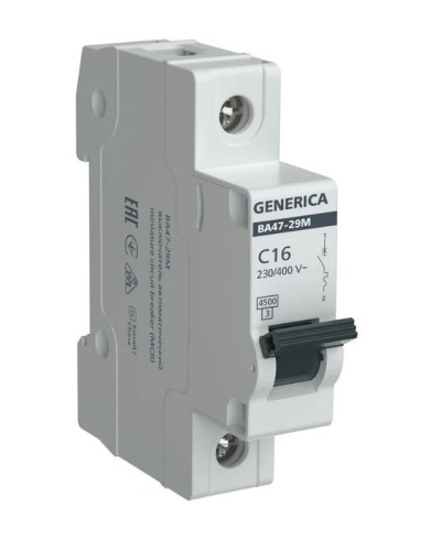 GENERICA ВА47-29М 1P C 16А 4,5кА (MVA21-1-016-C-G). Автоматический выключатель. IEK в Златоусте