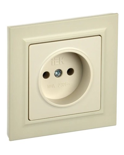 Розетка без з/к РС10-1-0-БрКр бежевый BRITE (BR-R10-10-K10). Розетка без заземления без защитных шторок. IEK в Златоусте