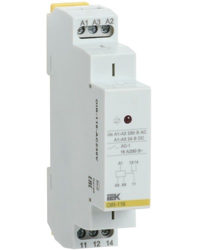 Реле промежуточное модульное OIR 1 контакт 16А 230В AC (OIR-116-AC230V). Реле промежуточное модульное. IEK в Златоусте