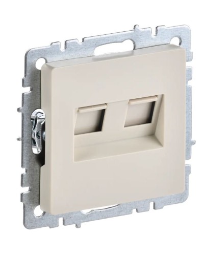Розетка RJ45 РК10-2-БрКр кат.5E, бежевый BRITE (BR-K20-1-K10). Розетка компьютерная двойная. IEK в Златоусте
