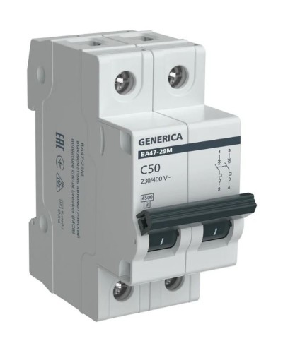 GENERICA ВА47-29М 2P C 50А 4,5кА (MVA21-2-050-C-G). Автоматический выключатель. IEK в Златоусте