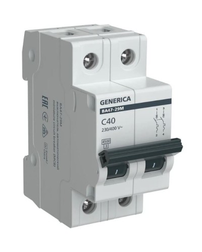 GENERICA ВА47-29М 2P C 40А 4,5кА (MVA21-2-040-C-G). Автоматический выключатель. IEK в Златоусте