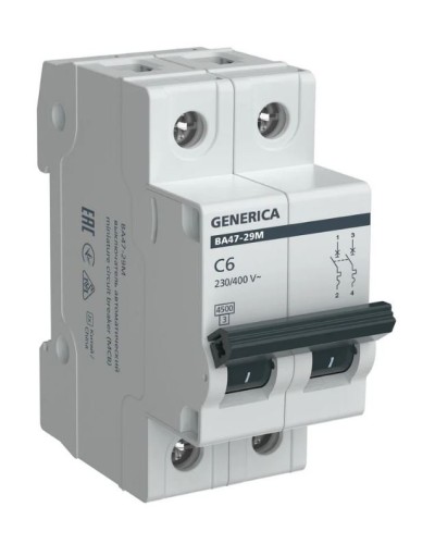 GENERICA ВА47-29М 2P C 6А 4,5кА (MVA21-2-006-C-G). Автоматический выключатель. IEK в Златоусте