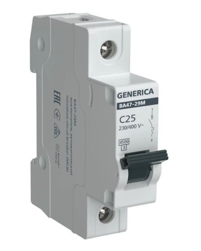 GENERICA ВА47-29М 1P C 25А 4,5кА (MVA21-1-025-C-G). Автоматический выключатель. IEK в Златоусте