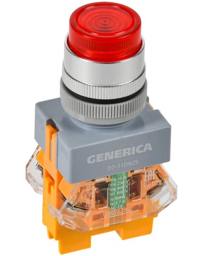 Кнопка D7-11DNZS d=22мм красная GENERICA (BBT50-11DNZS-3-11-K04-G). Кнопка управления с подсветкой и фиксацией. IEK в Златоусте