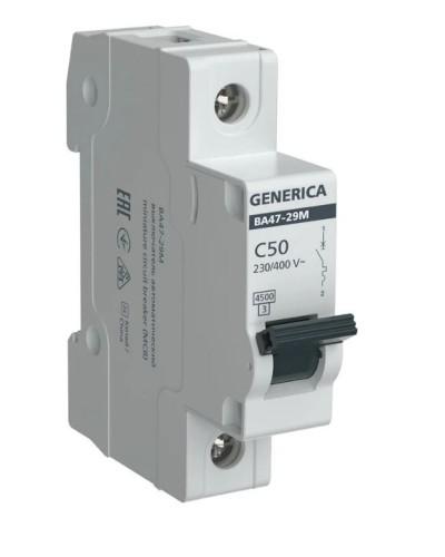 GENERICA ВА47-29М 1P C 50А 4,5кА (MVA21-1-050-C-G). Автоматический выключатель. IEK в Златоусте