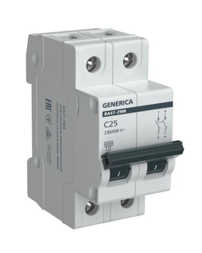 GENERICA ВА47-29М 2P C 25А 4,5кА (MVA21-2-025-C-G). Автоматический выключатель. IEK в Златоусте