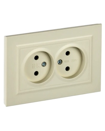 Розетка 2-местная без з/к РС12-2-БрКр бежевый BRITE (BR-R20-10-K10-F). Розетка без заземления без защитных шторок в сборе. IEK в Златоусте