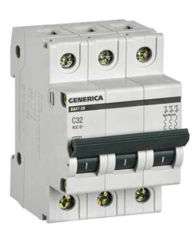 GENERICA ВА47-29 3P C 32А 4,5кА (MVA25-3-032-C). Автоматический выключатель. IEK в Златоусте