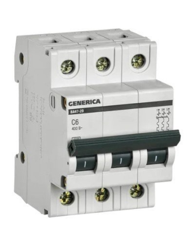 GENERICA ВА47-29 3P C 6А 4,5кА (MVA25-3-006-C). Автоматический выключатель. IEK в Златоусте