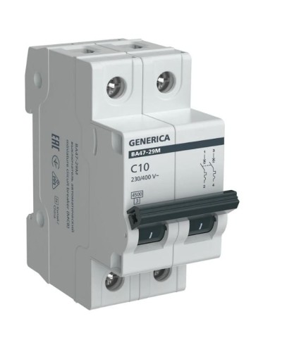GENERICA ВА47-29М 2P C 10А 4,5кА (MVA21-2-010-C-G). Автоматический выключатель. IEK в Златоусте
