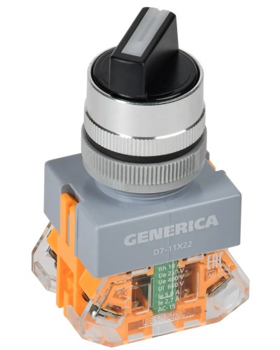 Переключатель D7-11X22 на 2 положения черный GENERICA (BSW50-11X22-3-22-2-K02-G). Переключатель с самовозвратом. IEK в Златоусте