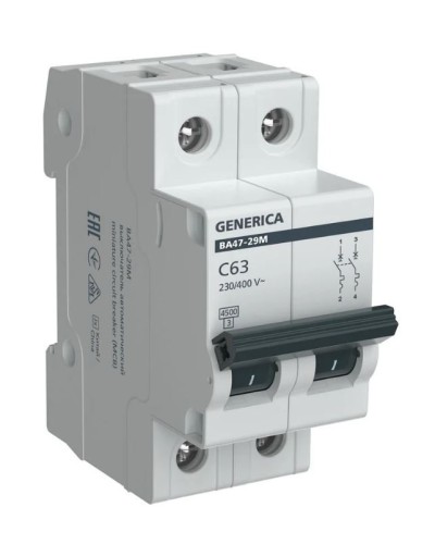 GENERICA ВА47-29М 2P C 63А 4,5кА (MVA21-2-063-C-G). Автоматический выключатель. IEK в Златоусте