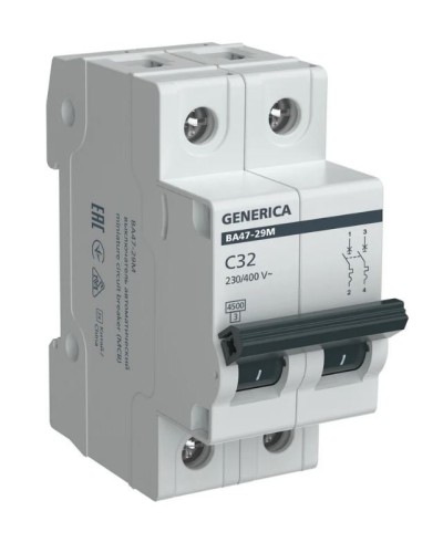 GENERICA ВА47-29М 2P C 32А 4,5кА (MVA21-2-032-C-G). Автоматический выключатель. IEK в Златоусте