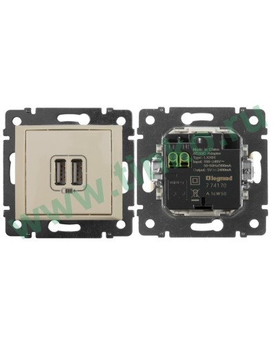 Розетка Valena двойная, USB, слоновая кость (774170). Розетка. LegranD в Златоусте