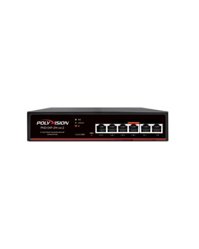 PND-04P-2M v.2. Коммутатор 6-портовый с функцией PoE. Polyvision в Златоусте