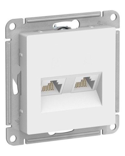 AtlasDesign розетка RJ45+RJ45, 2-местная, скрытой установки, механизм, белый (ATN000185). Розетка компьютерная. Systeme Electric в Златоусте