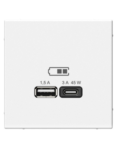 ArtGallery розетка USB тип-A+C 45Вт, скрытой установки, механизм, белый (GAL000129). Розетка USB. Systeme Electric в Златоусте