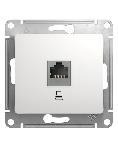 Glossa розетка RJ45 1-местная, кат. 5Е, скрытой установки, механизм, белый (GSL000181K). Розетка компьютерная. Systeme Electric в Златоусте