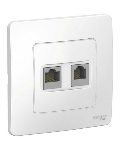 BLANCA розетка RJ45+RJ11 2-местная, кат. 5Е, скрытой установки, белый (BLNIS045111). Розетка компьютерная + телефонная. Systeme Electric в Златоусте
