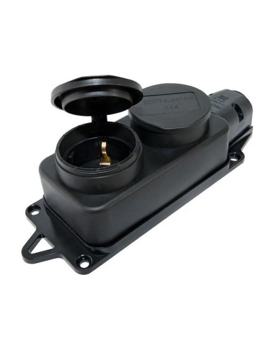 Розетка двухместная 2Р+РЕ 16А 250В IP44 (SQ0612-0010). Розетка двухместная с заглушками каучук. TDM ЕLECTRIC в Златоусте