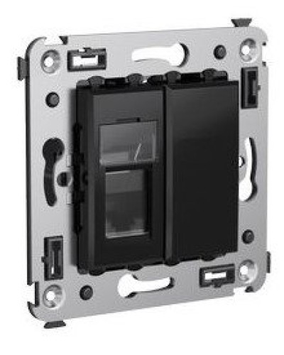 Розетка RJ-45 в стену Avanti одинарная черный квадрат (4402463). Розетка компьютерная. ДКС в Златоусте