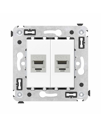 Розетка RJ-45 в стену, кат.6E, Avanti, двойная, белое облако (4400794). Розетка компьютерная модульная. ДКС в Златоусте