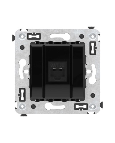 Розетка RJ-45 в стену, кат.5E, Avanti, одинарная, черный квадрат (4402663). Розетка компьютерная. ДКС в Златоусте