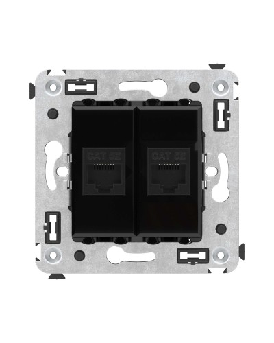 Розетка RJ-45 в стену, кат.5E, Avanti, двойная, черный квадрат (4402664). Розетка компьютерная. ДКС в Златоусте