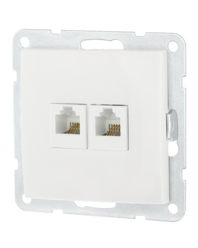 Розетка телефонная двойная 2xRJ-12 с накладкой, белый LK60 (865604-1). Розетка телефонная. Экопласт в Златоусте