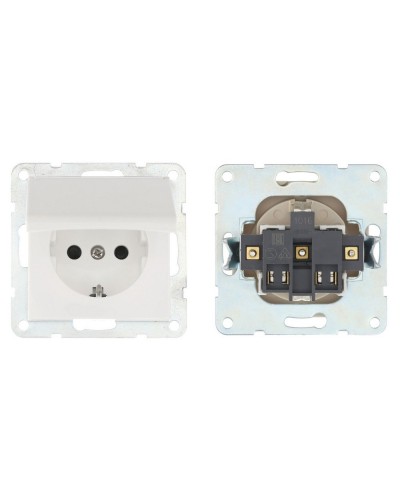 Розетка с з/к, шторками и крышкой, белый LK80 (843404-1). Розетка. Экопласт в Златоусте