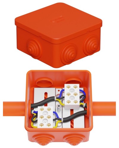 Коробка JBS080 85х85х50, 6 вых., 4P (0,15-10,0 мм²) (43311HF). Коробка монтажная, огнестойкая, без галогена. Экопласт в Златоусте