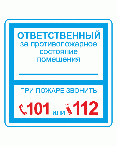 Плёнка (В 02) ответственный за противопожарное состояние (200х200). Пленка. Прочие российские в Златоусте