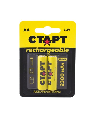 СТАРТ HR6 (AA, 2300 mah), упак. 2 шт. БЛИСТЕР. Перезаряжаемые аккумуляторы. СТАРТ в Златоусте