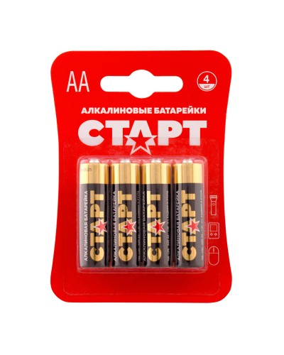 СТАРТ LR6-BL4 (1,5 В, AA, LR6), упак. 4 шт. БЛИСТЕР. Алкалиновые батарейки. СТАРТ в Златоусте