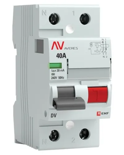 DV 2P 40А/ 30мА (A)  AVERES (rccb-2-40-30-a-av). Выключатели дифференциального тока (УЗО). EKF в Златоусте
