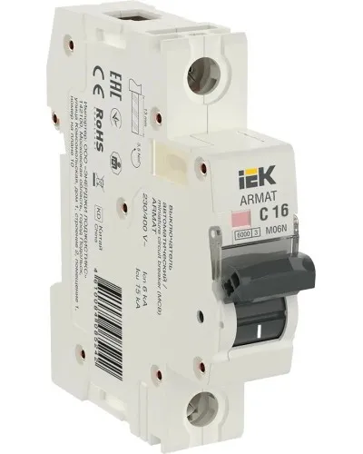M06N 1P C 16А 6кА ARMAT (AR-M06N-1-C016). Автоматический выключатель. IEK в Златоусте