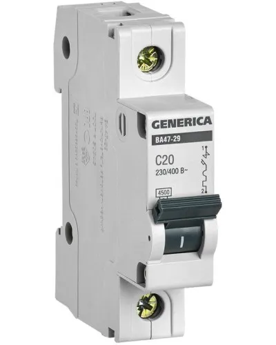 GENERICA ВА47-29 1P C 20А 4,5кА (MVA25-1-020-C). Автоматический выключатель. IEK в Златоусте