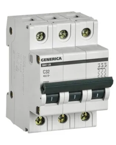 GENERICA ВА47-29 3P C 32А 4,5кА (MVA25-3-032-C). Автоматический выключатель. IEK в Златоусте