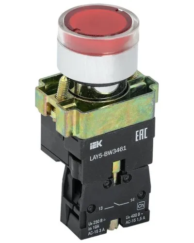 Кнопка LAY5-BW3461 с подсветкой красный 1з (BBT50-BW-K04). Кнопка с подсветкой. IEK в Златоусте