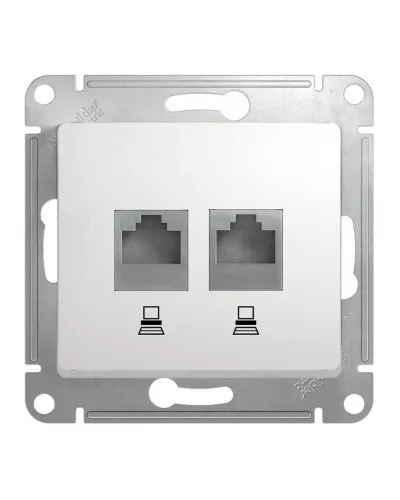Glossa розетка RJ45+RJ45 2-местная, кат. 5Е, скрытой установки, механизм, белый (GSL000185KK). Розетка компьютерная. Systeme Electric в Златоусте