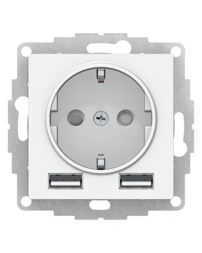 AtlasDesign розетка 1-местная с 2 USB A+A, скрытой установки, механизм, белый (ATN000130). Розетка с USB. Systeme Electric в Златоусте