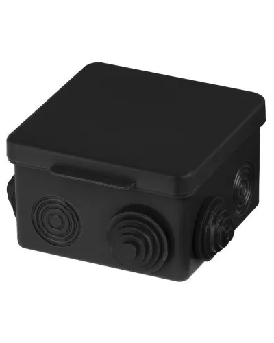 Распаячная коробка ОП 80х80х50мм, крышка, IP54, 7вх., черная TDM (SQ1401-0912). Распаячная коробка ОП. TDM ЕLECTRIC в Златоусте