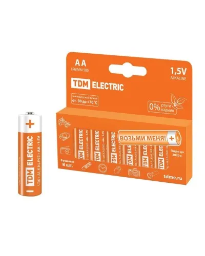 LR6 AA Alkaline 1,5V PAK-8 TDM (SQ1702-0009). Элемент питания. TDM ЕLECTRIC в Златоусте
