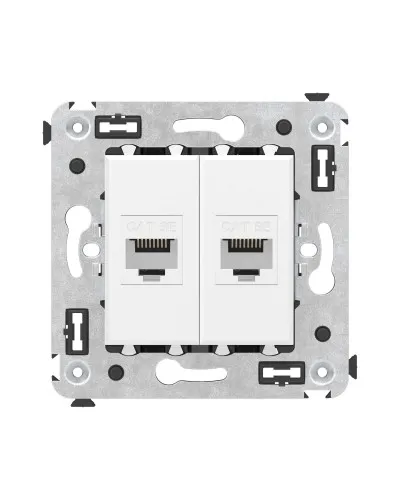 Розетка RJ-45 в стену, кат.5E, Avanti, двойная, белое облако (4400664). Розетка компьютерная. ДКС в Златоусте